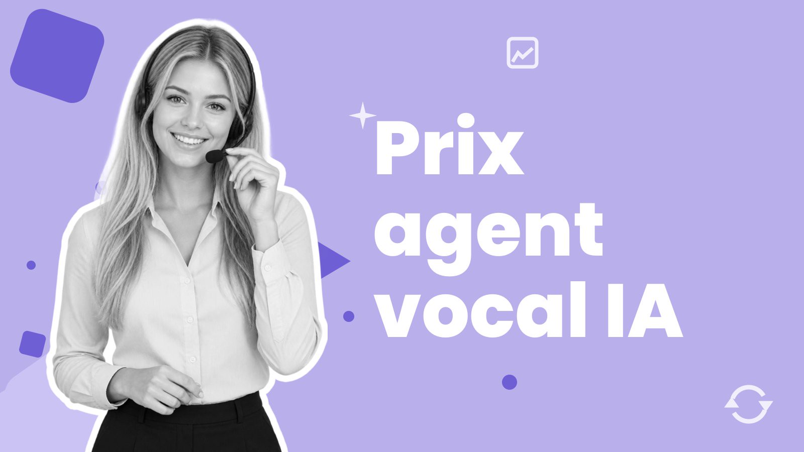 Une femme au casque micro, agent d'accueil, à côté du titre « Prix agent vocal IA ».
